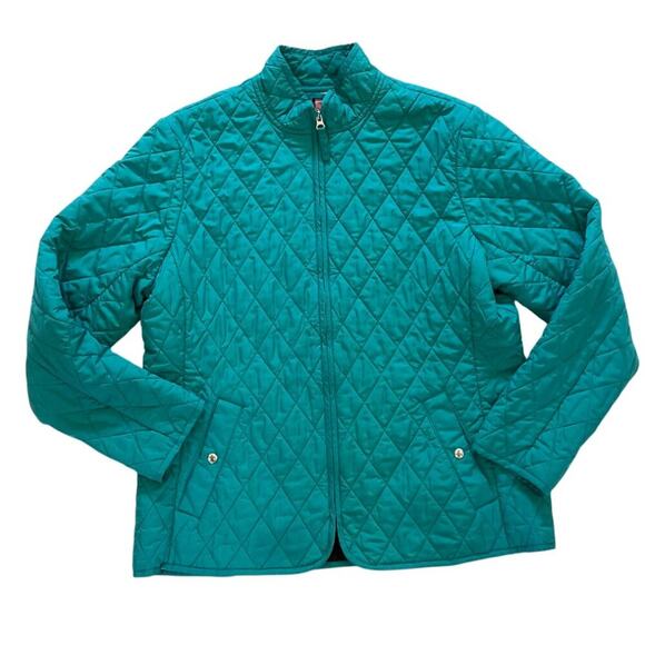 Lands' End Teal Blue/Green Lightweight Quilted Zippered Jacket, Pockets, Size LP - Picture 11 of 15